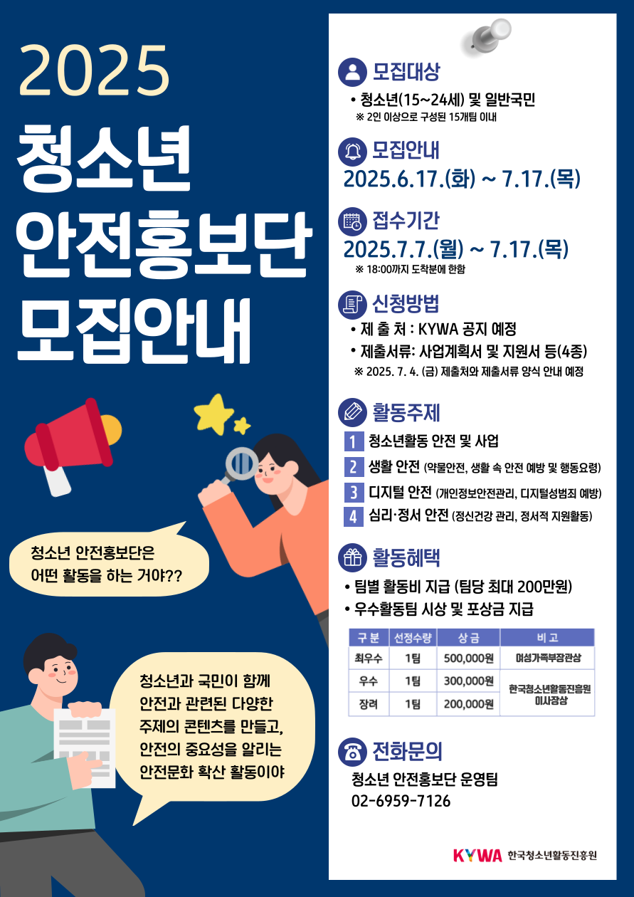 2025 청소년안전홍보단 웹포스터. 이미지 대체텍스트는 아래 게시글을 참고해주세요.