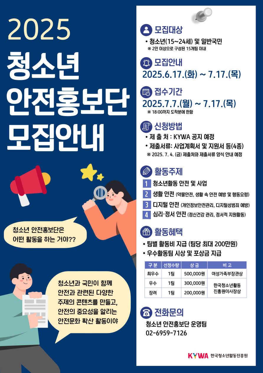2025 청소년안전홍보단 웹포스터. 이미지 대체텍스트는 아래 게시글을 참고해주세요.
